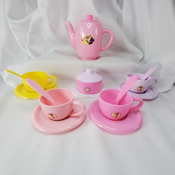 Disney Other - Disney Princess Belle & Beast Childs Play Tea Set Cups Saucers Teapot Spoons